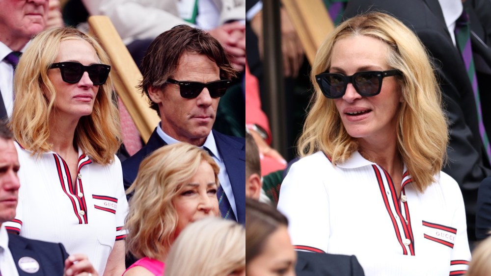 Julia Roberts and Daniel Moder at Wimbledon on July 14 in London, Gucci, tenniscore, polo dress