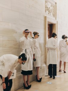 Backstage at the Marc Jacobs Fall 2024 ready-to-wear show at New York Fashion Week.