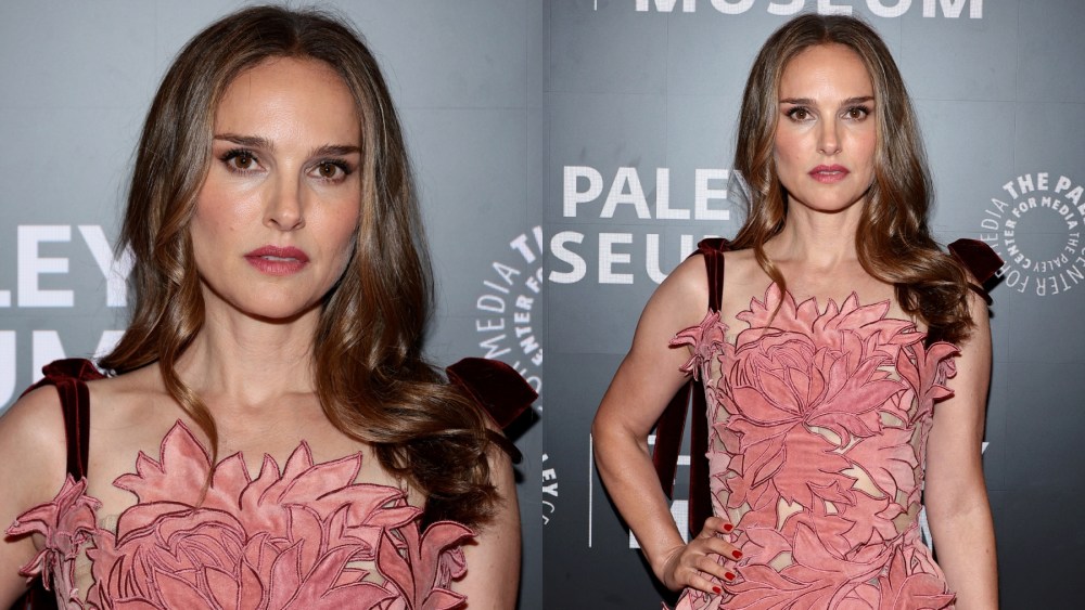 Natalie Portman attends a screening of "Lady in the Lake" on July 10 in New York, Oscar de la Renta, pink dress, Fred Leighton