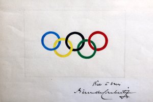 Original sketch of the Olympic Pictograms by Piere Coubertin from 1913 at the Musée du Luxembourg’s exhibition.