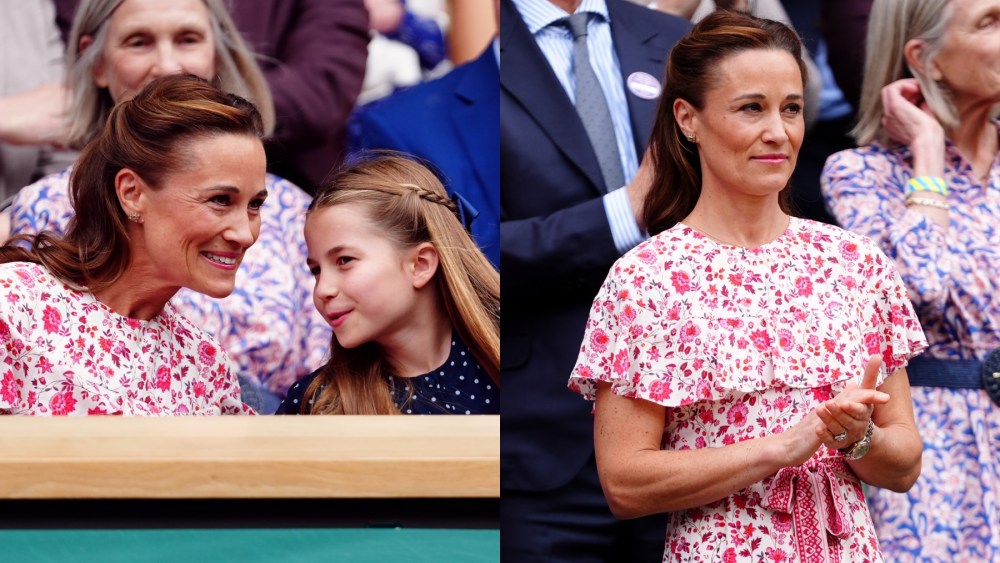 Pippa Middleton and Princess Charlotte at Wimbledon on July 14 in London, Beulah, floral dress, tennis, royals