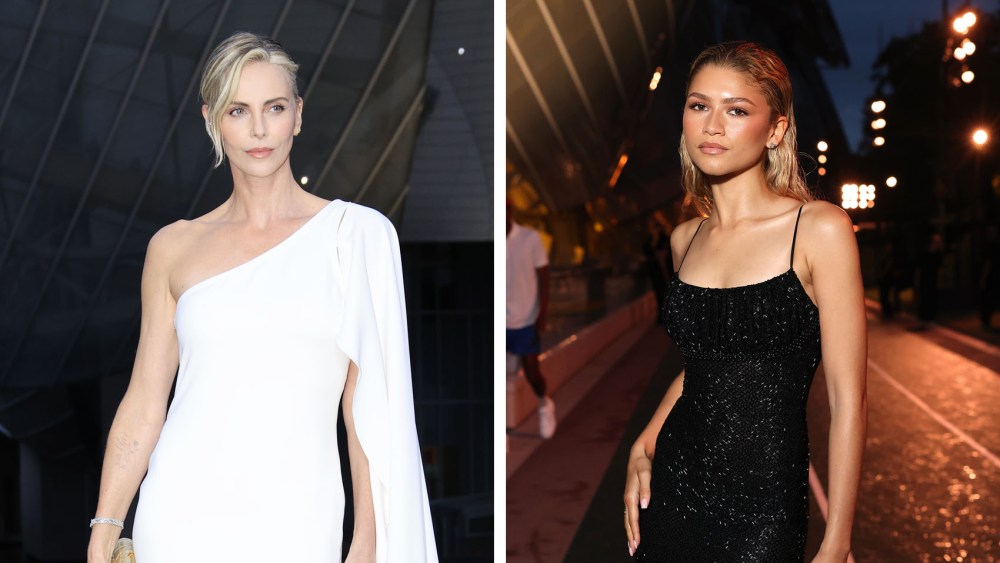Charlize Theron wears white dress, zendaya, arrives 'Prelude To The Olympics' at Fondation Louis Vuitton on July 25, 2024 in Paris, France. (Photo by Arnold Jerocki/Getty Images for LVMH x Vogue x NBC)