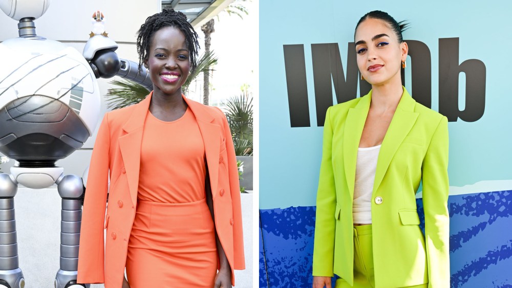 SAN DIEGO, CALIFORNIA - JULY 26: Melissa Barrera attends the IMDboat at San Diego Comic-Con 2024 at The IMDb Yacht on July 26, 2024 in San Diego, California. (Photo by Michael Kovac/Getty Images for IMDb), Lupita Nyong'o of “The Wild Robot” at the 2024 San Diego International Comic-Con on July 27, 2024 in San Diego, California.