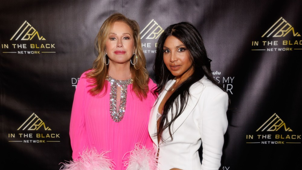 Kathy Hilton and Toni Braxton at The Premiere of Hulu’s “Dress My Tour” Hosted by Kathy Hilton, Toni Braxton and Holly Carter held a Private Residence on July 23, 2024 in Los Angeles California.