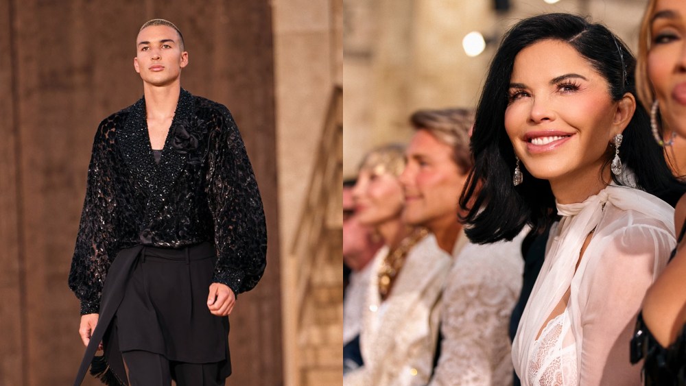 lauren sanchez son Nikko Gonzalez, left, walks the 2024 Dolce & Gabbana Alta Sartoria runway show in Italy on July 3.