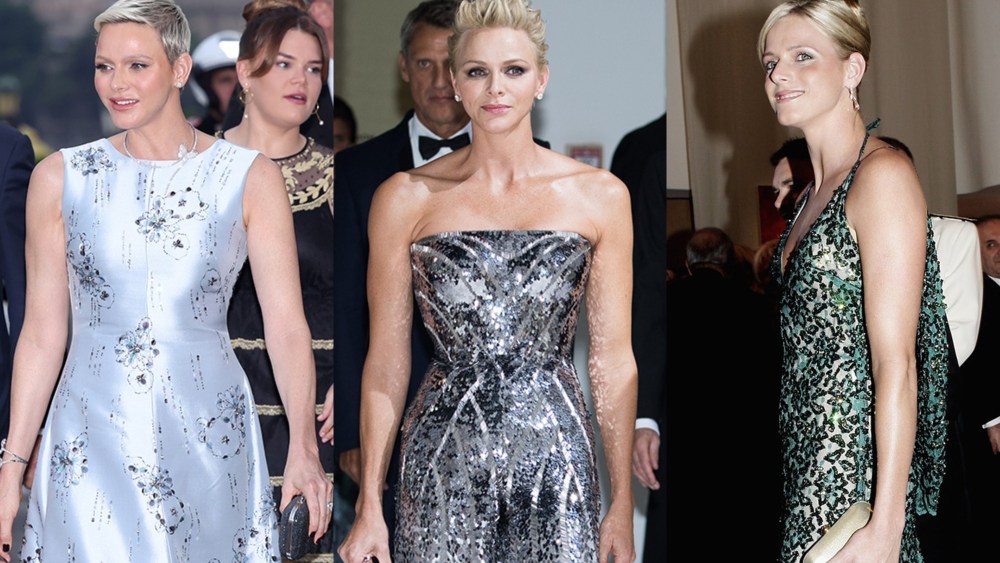 Princess Charlene at the Red Cross Ball in 2023 (L), 2017 (C) and 2006 (R).