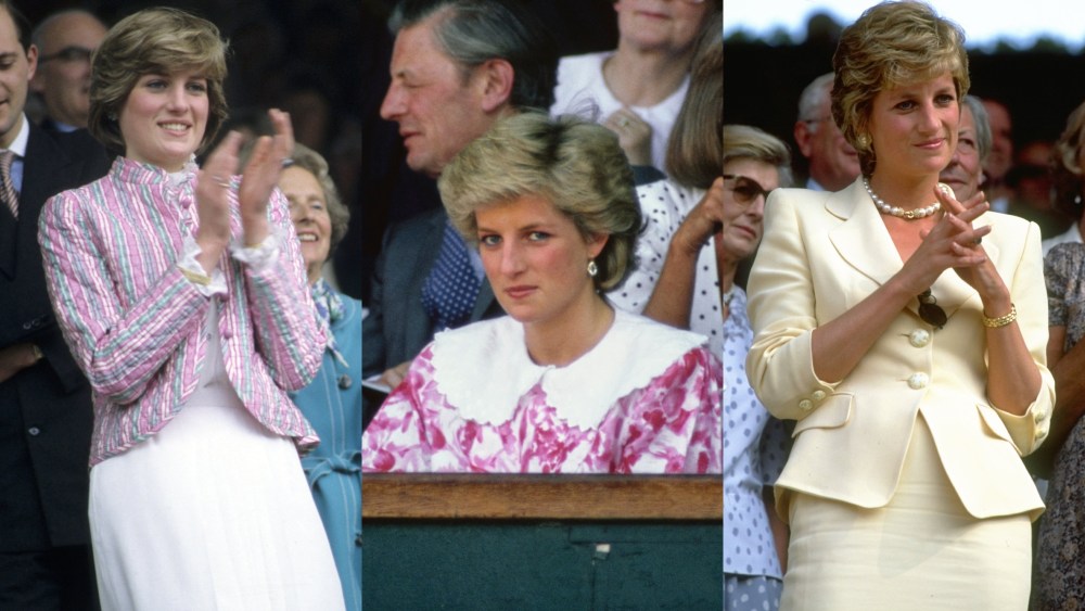 Princess Diana at Wimbledon in (L-R) 1981, 1987 and 1995.