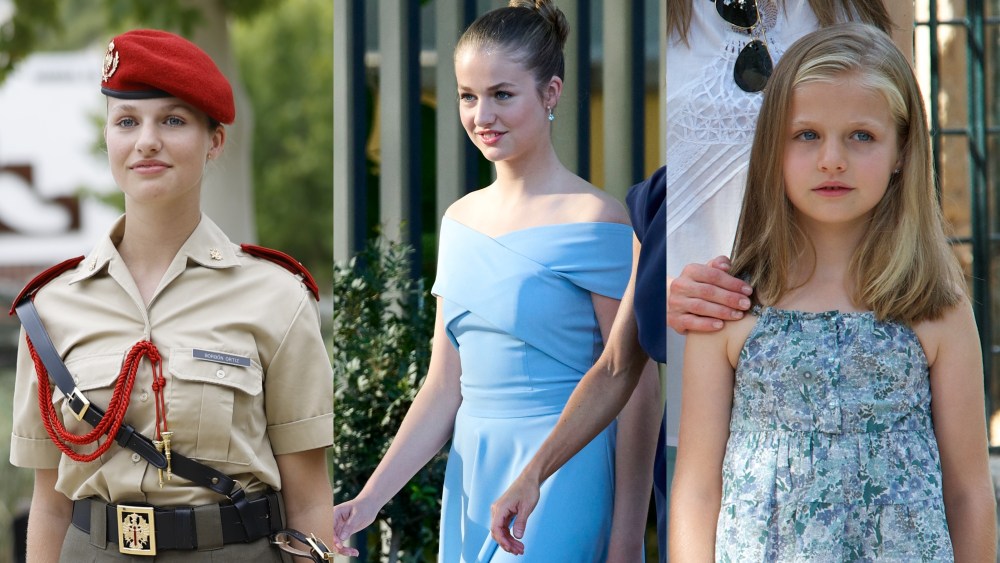 Princess Leonor in 2023 (L), 2022 (C) and 2013 (R).