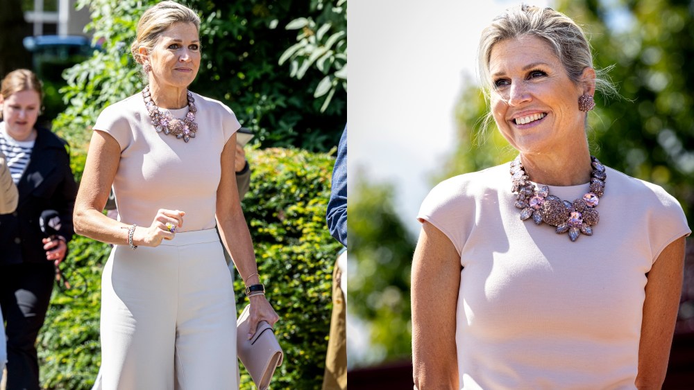 ZEVENBERGSCHEN HOEK, NETHERLANDS - JULY 4: Queen Maxima of The Netherlands visits a playground during her neighborhood visit on July 4, 2024 in Zevenbergschen Hoek, Netherlands. (Photo by Patrick van Katwijk/Getty Images)