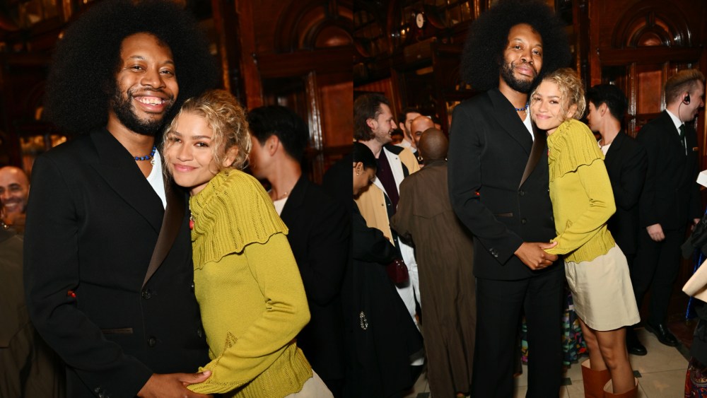 Playwright Jeremy O. Harris and Zendaya pose in the foyer following the press night performance of "Slave Play" at the Noel Coward Theatre on July 10 in London.