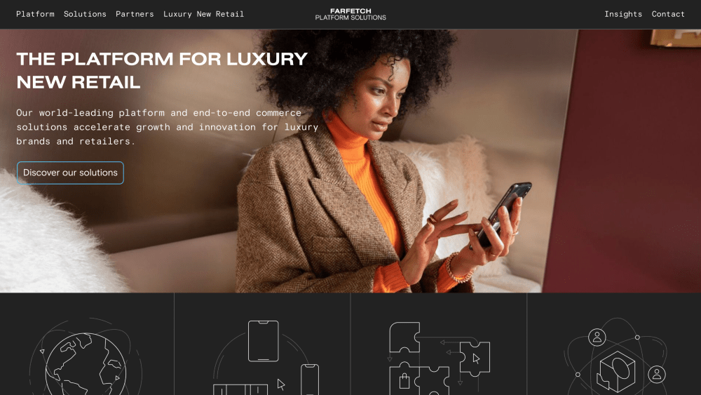 The landing page for Farfetch Platform Solutions
