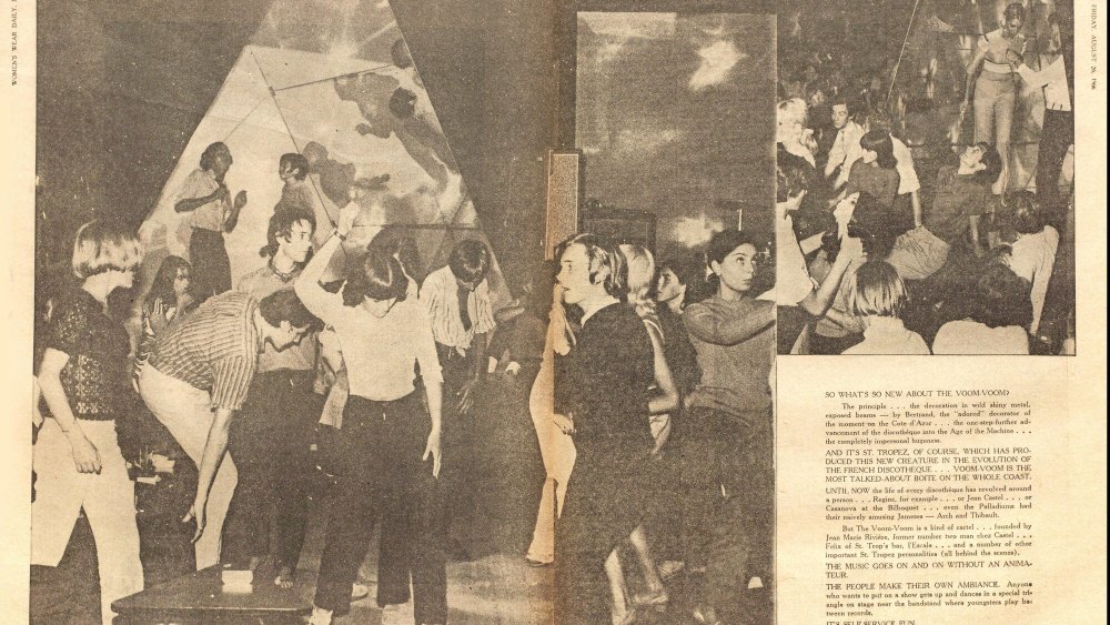 people dancing in a psychedelic, retro club