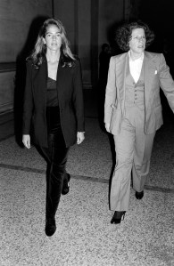 Kelly Rector and Fran Lebowitz attend “Avalon” New York premiere after party at the Metropolitan Museum of Art in New York on Sept. 28, 1990.