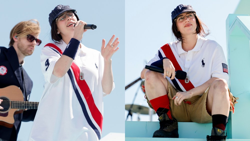 Finneas and Billie Eilish perform at the 2028 Los Angeles Olympic Games handover celebration on Aug. 11.