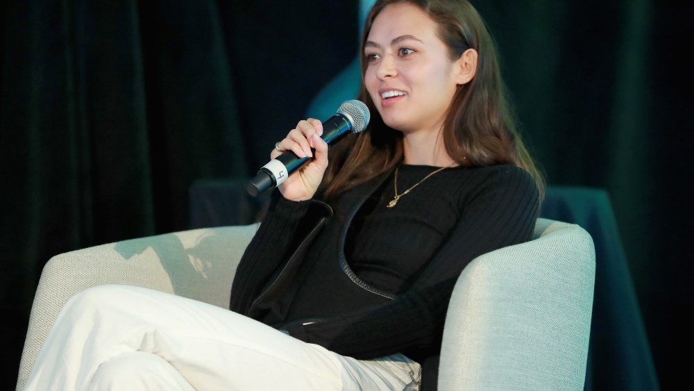 PALM SPRINGS, CA - FEBRUARY 16:  Emily Oberg speaks onstage during JennAir - Women in Design: Shattering the Status Quo Panel at Modernism Week on February 16, 2019 in Palm Springs, California.  (Photo by Rich Fury/Getty Images for JennAir)