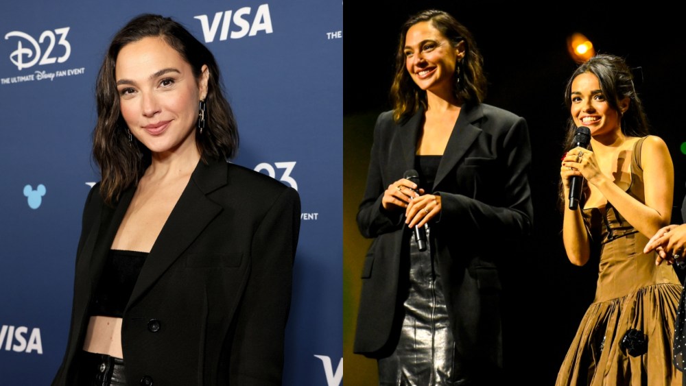 Gal Gadot and Rachel Zegler at D23 on Aug. 9 in Anaheim, Calif, Disney, Snow White