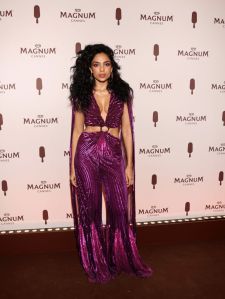 CANNES, FRANCE - MAY 16: Sobhita Dhulipala arrives at the Magnum Wherever Pleasure Takes You party at Magnum Beach on May 16, 2024 in Cannes, France. Magnum ice cream is partnering with global award-winner and Grammy-nominated Australian singer-songwriter and actor Troye Sivan to create three all-new remixes of his track "Honey", celebrating the launch of the brand's all-new summer flavours, Euphoria, Wonder and Chill. (Photo by Arnold Jerocki/Getty Images for Magnum)