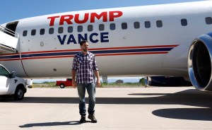 Republican vice presidential nominee U.S. Sen. JD Vance (R-OH) boards his plane as he departs Arizona following a tour of the U.S. southern border with Mexica, on August 01, 2024 in Sierra Vista, Arizona. Vance was visiting the border on the final stop of his first visit to the Southwest as a vice presidential candidate.