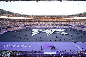 The view of the Stade de France during the closing ceremony in Paris.