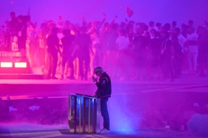 DJ Kavinsky performs during the closing ceremony during the closing ceremony of the Paris 2024 Olympic Games at the Stade de France, in Saint-Denis, in the outskirts of Paris, on August 11, 2024.