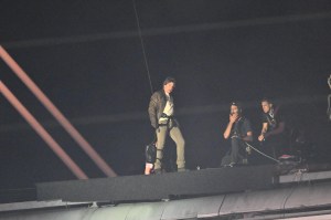 Actor Tom Cruise is seen during the closing ceremony of the Paris 2024 Olympic Games at the Stade de France on August 11, 2024 in Paris, France.