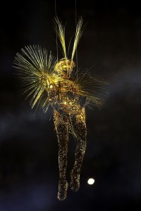 The Golden Voyager descends into the Stadium as a light show takes place during the Closing Ceremony of the Olympic Games Paris 2024 at Stade de France on August 11, 2024 in Paris, France.