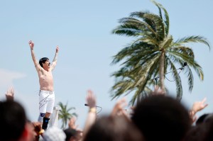 Anthony Kiedis of Red Hot Chili Peppers performs at the LA28 Olympic Games Handover Celebration.
