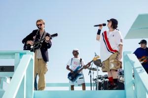 FINNEAS and Billie Eilish  perform at the LA28 Olympic Games Handover Celebration. (