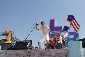 Flea, Anthony Kiedis, Chad Smith, and John Frusciante of Red Hot Chili Peppers perform at the LA28 Olympic Handover Celebration.