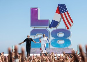Dr. Dre and Snoop Dogg perform at the LA28 Olympic Games Handover Celebration.