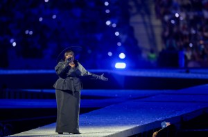 French Singer-Songwriter Yseult in Dior performs “My Way” during the Closing Ceremony of the Olympic Games Paris 2024 at Stade de France on August 11, 2024 in Paris, France.