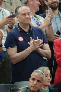 Douglas Emhoff, husband of US Vice-President Kamela Harris attends the Basketball Women's Gold Medal match between Team France and Team USA on day sixteen of the Olympic Games Paris 2024 at Bercy Arena on August 11, 2024 in Paris, France.