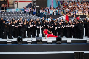 Dancers perform at the Place de la Concorde during the Paris 2024 Paralympic Games Opening Ceremony in Paris on August 28, 2024.