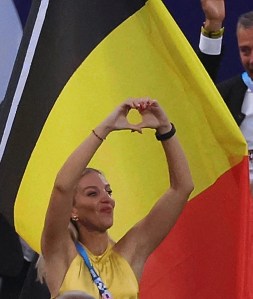 Belgian Manon Claeys pictured during the opening ceremony of the 2024 Summer Paralympic Games in Paris, France on Wednesday 28 August 2024. The 17th Paralympics are taking place from 28 August to 8 September 2024 in Paris.