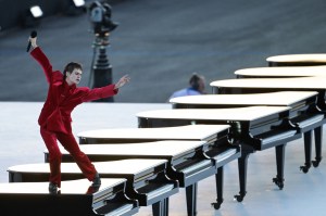 French singer Christine and the Queens performs during the Paris 2024 Paralympic Games Opening Ceremony at the Place de la Concorde in Paris on August 28, 2024.