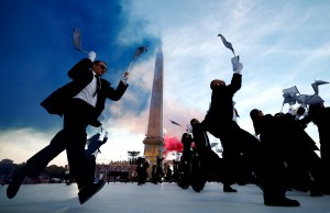 Dancers perform in front of the Obelisque de Louxor (Luxor Obelisk) at the Place de la Concorde during the Paris 2024 Paralympic Games Opening Ceremony in Paris on August 28, 2024.