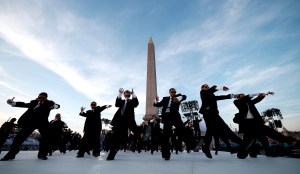 Dancers perform in front of the Obelisque de Louxor (Luxor Obelisk) at the Place de la Concorde during the Paris 2024 Paralympic Games Opening Ceremony in Paris on August 28, 2024.
