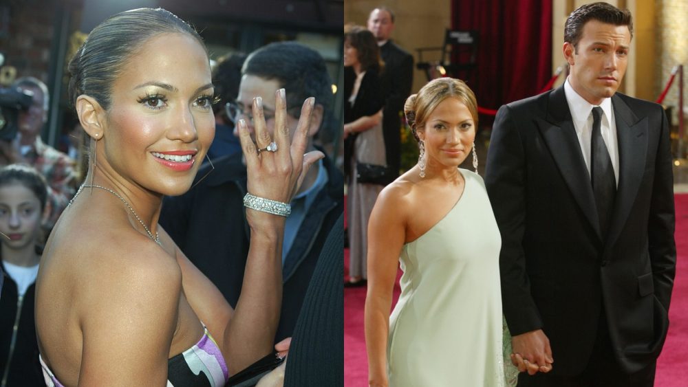 Jennifer Lopez and Ben Affleck in 2003, engagement ring, diamond, jewelry