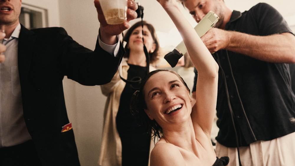 Sydney Lemmon getting ready for the opening night of 'Job' on Broadway