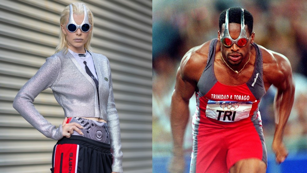 Julia Fox in New York on Aug. 13; Ato Boldon of Trinidad and Tobago wears Oakley sunglasses during the 2000 Sydney Olympics, Puma, Ottolinger, Diesel