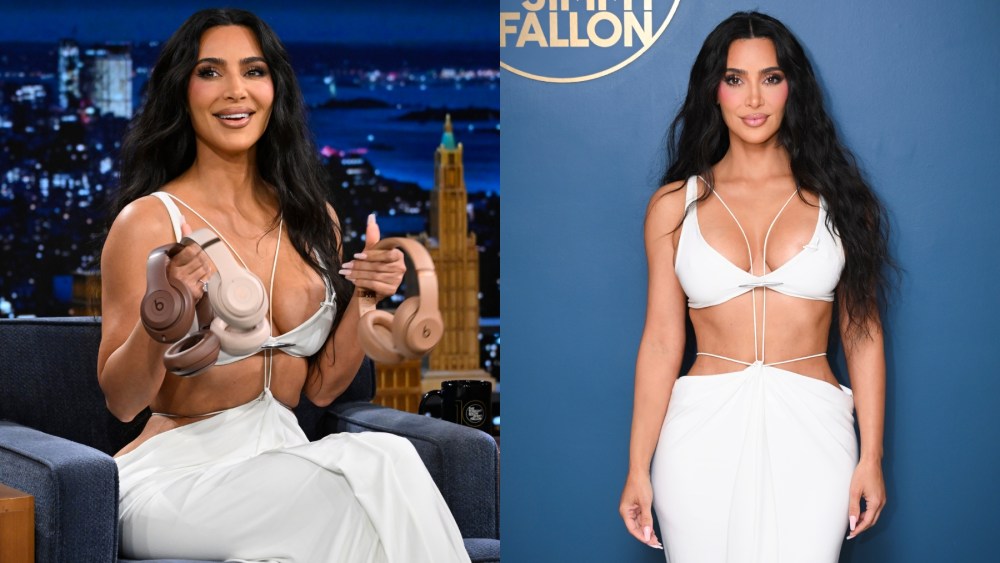 Kim Kardashian on "The Tonight Show Starring Jimmy Fallon" on Aug. 14, Grace Ling, cutouts, white dress, minimalist