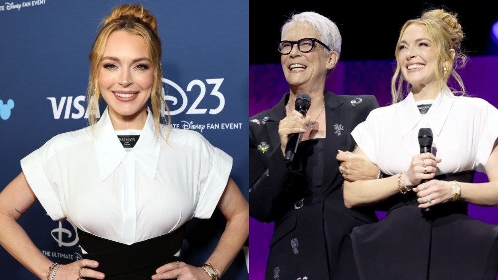 Lindsay Lohan and Jamie Lee Curtis at D23 in Anaheim, Calif. on August 9, Balmain, Cartier