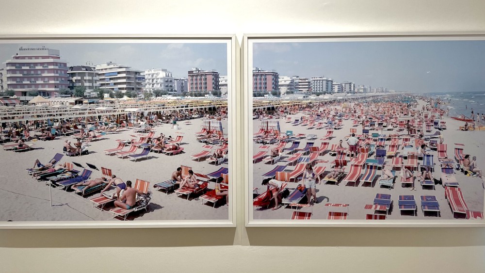 Photographs by Massimo Vitali showcased at the "Anemoia" exhibition in Riccione, Italy.