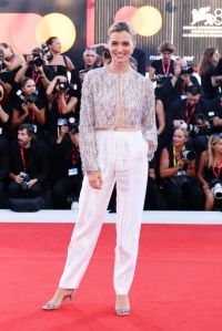 VENICE, ITALY - AUGUST 29:  Giusy Buscemi attends a red carpet for the movie "Maria" during the 81st Venice International Film Festival at  on August 29, 2024 in Venice, Italy. (Photo by Ernesto Ruscio/Getty Images)