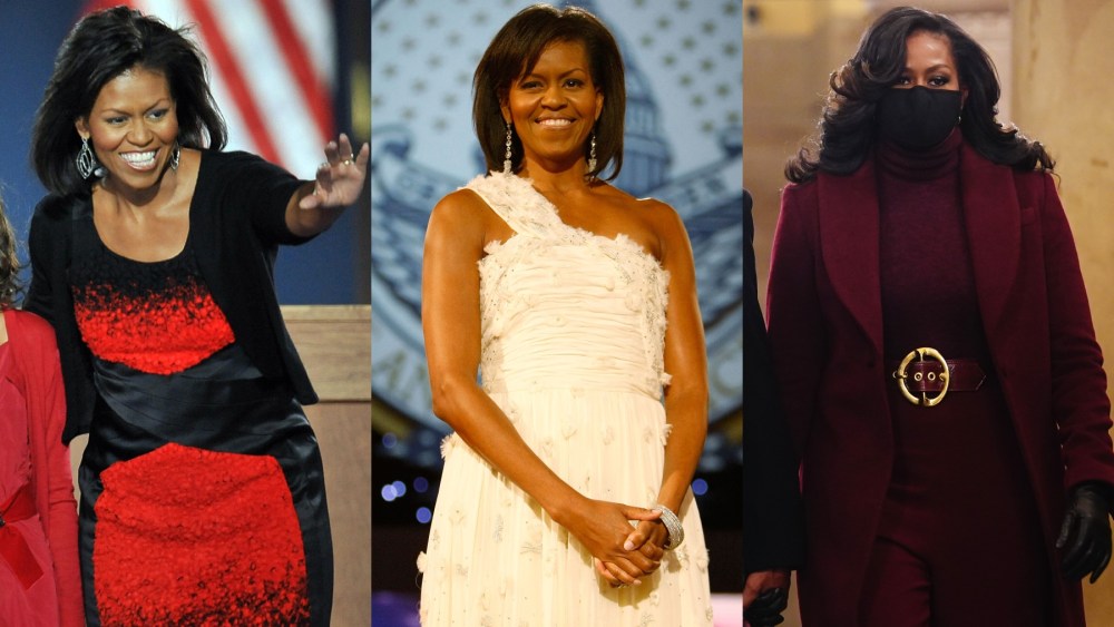 Michelle Obama in 2008, 2009 and 2021, Narciso Rodriguez, Jason Wu, Sergio Hudson, inauguration, Barack Obama, election