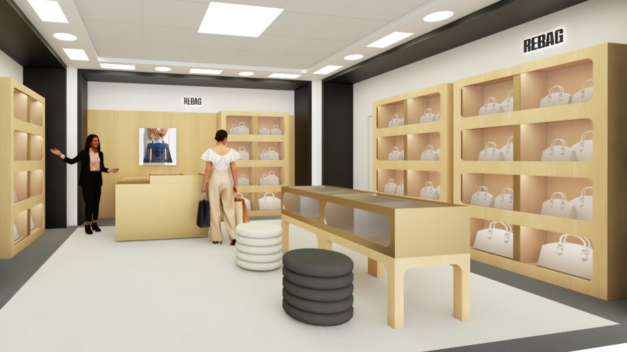 A rendering of the Rebag x Bloomingdale's physical partnership.