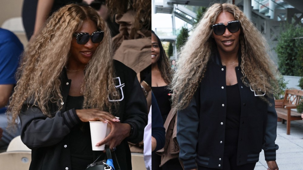 Serena Williams attends the men's singles tennis final at the 2024 Paris Olympics on Aug. 4, Nike, letterman jacket