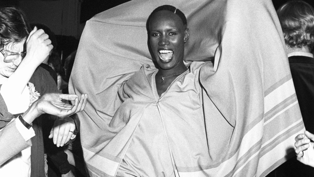 Grace Jones attends the opening night of Studio 54 in New York on April 28, 1977.