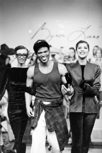 Byron Lars with models at his fall 1992 show finale.