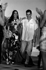 Christian Francis Roth and model bride during his spring 1991 show.